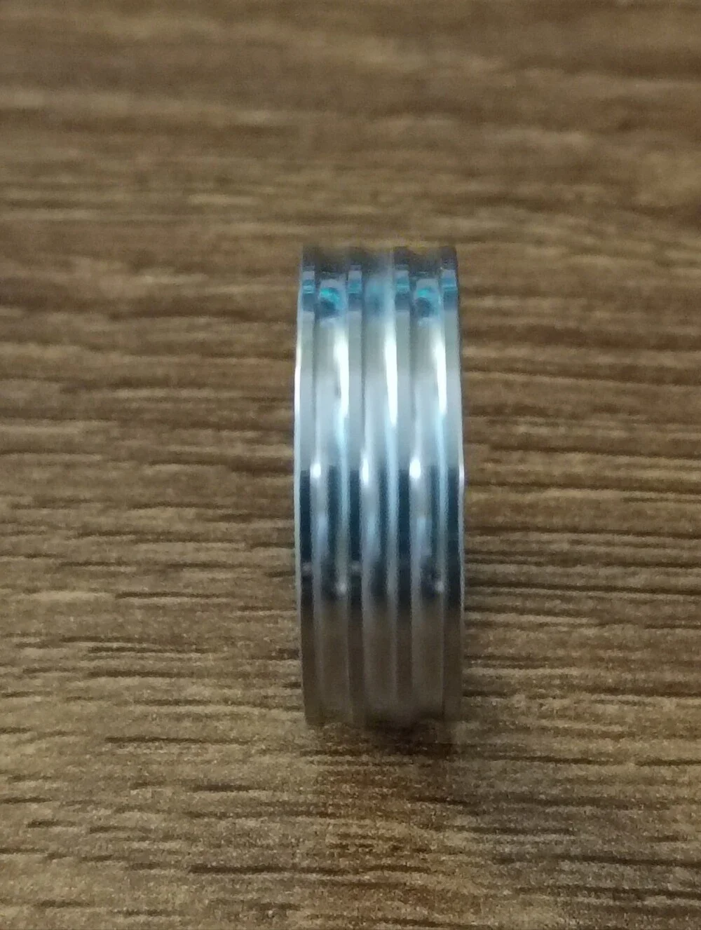 Stainless Steel Ring Size 10 Silver Tone Unisex Grooved